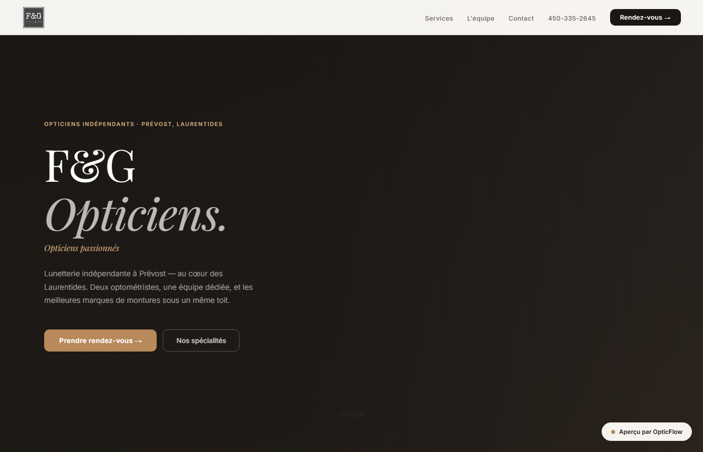 F&G Opticiens — aperçu site vitrine