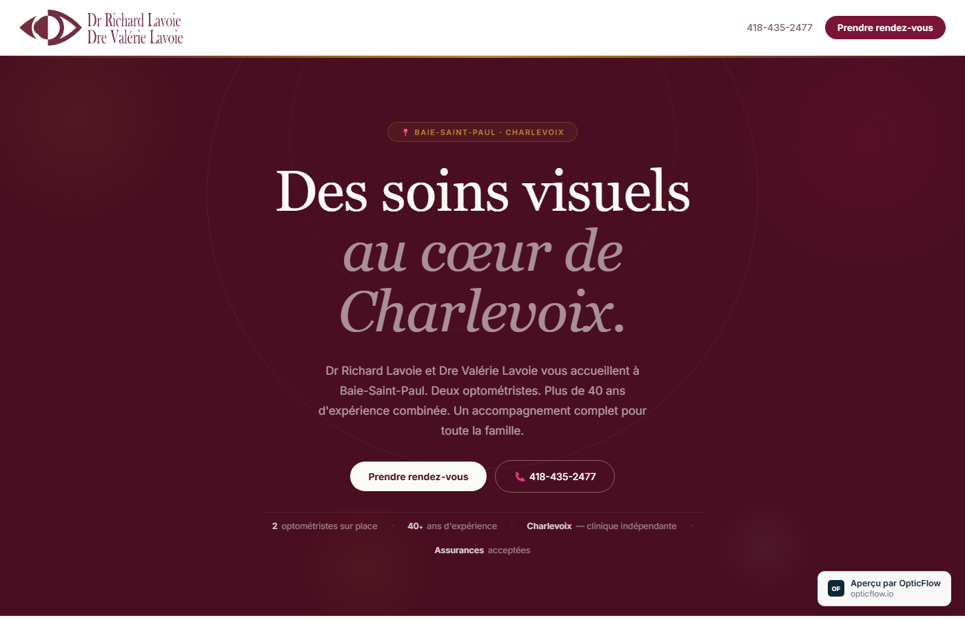 La Voie Opto — aperçu site vitrine