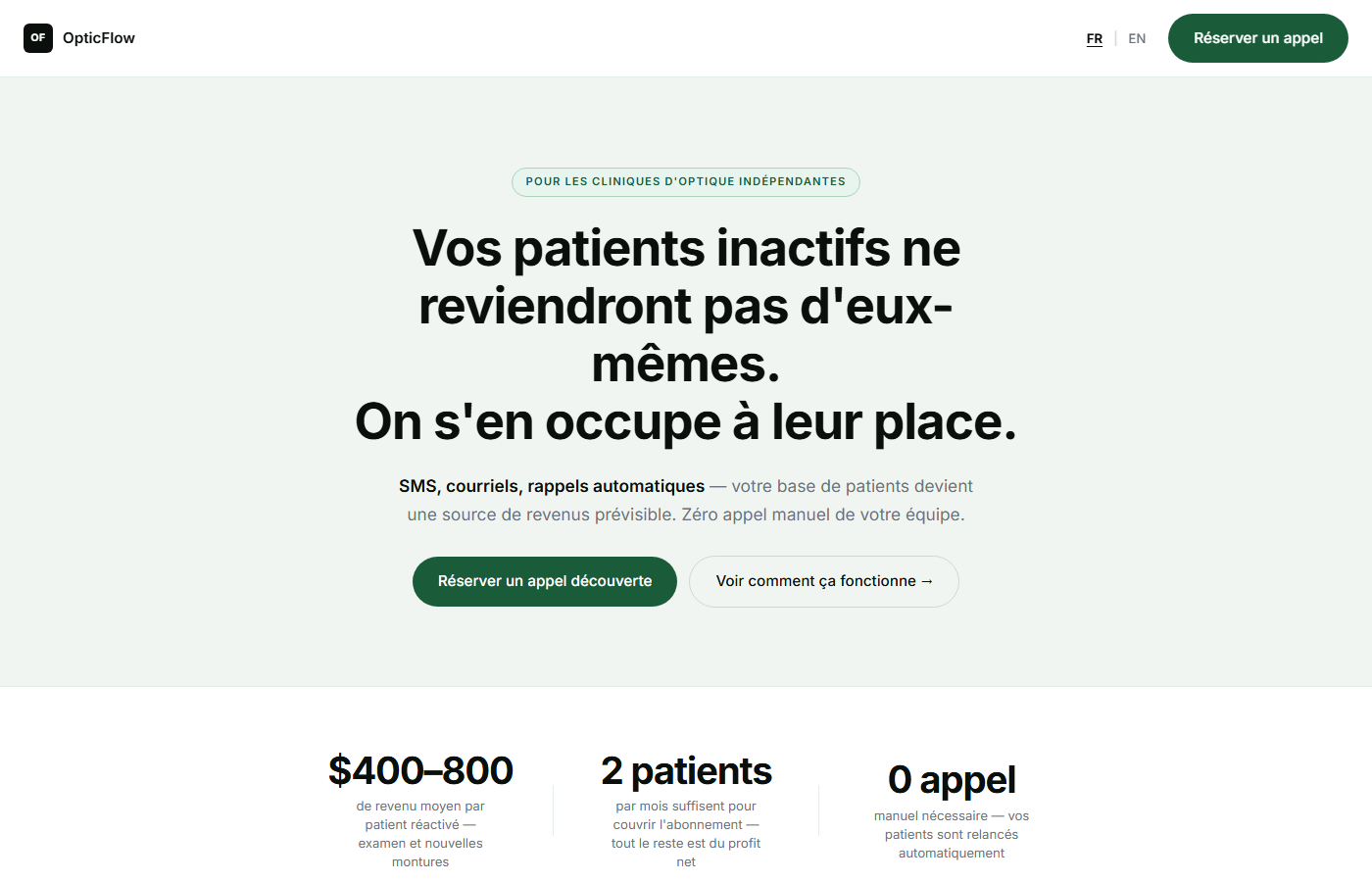 OpticFlow.io — landing page